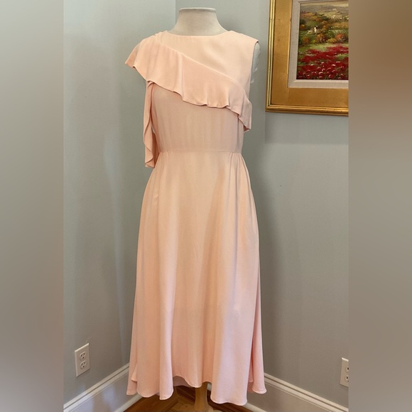 Maje Riveli‎ Asymmetric Ruffle Midi Dress - Picture 2 of 10